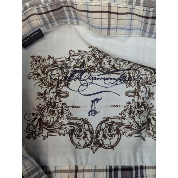 7 Diamonds Shirt Mens M Pearl Snap Short Sleeve Gray Plaid Pockets Western Retro - Picture 8 of 9